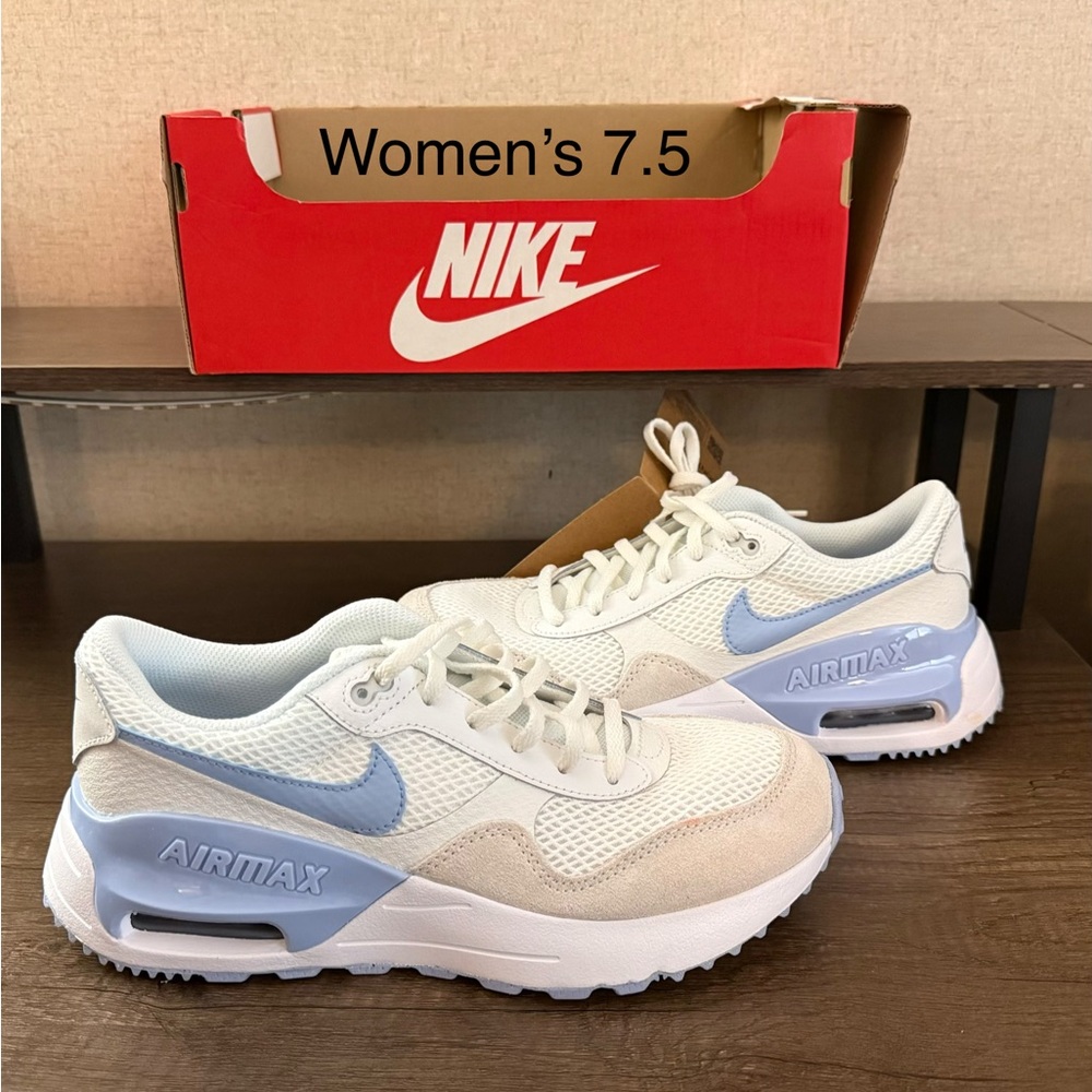Nike Women's Air Max White and Blue Sneakers